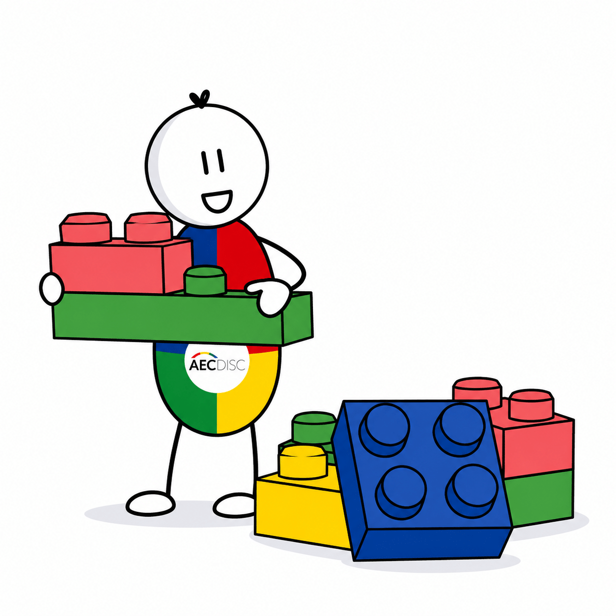 mascotte-lego La mascotte d'AEC DISC certificateur DISC joue au lego